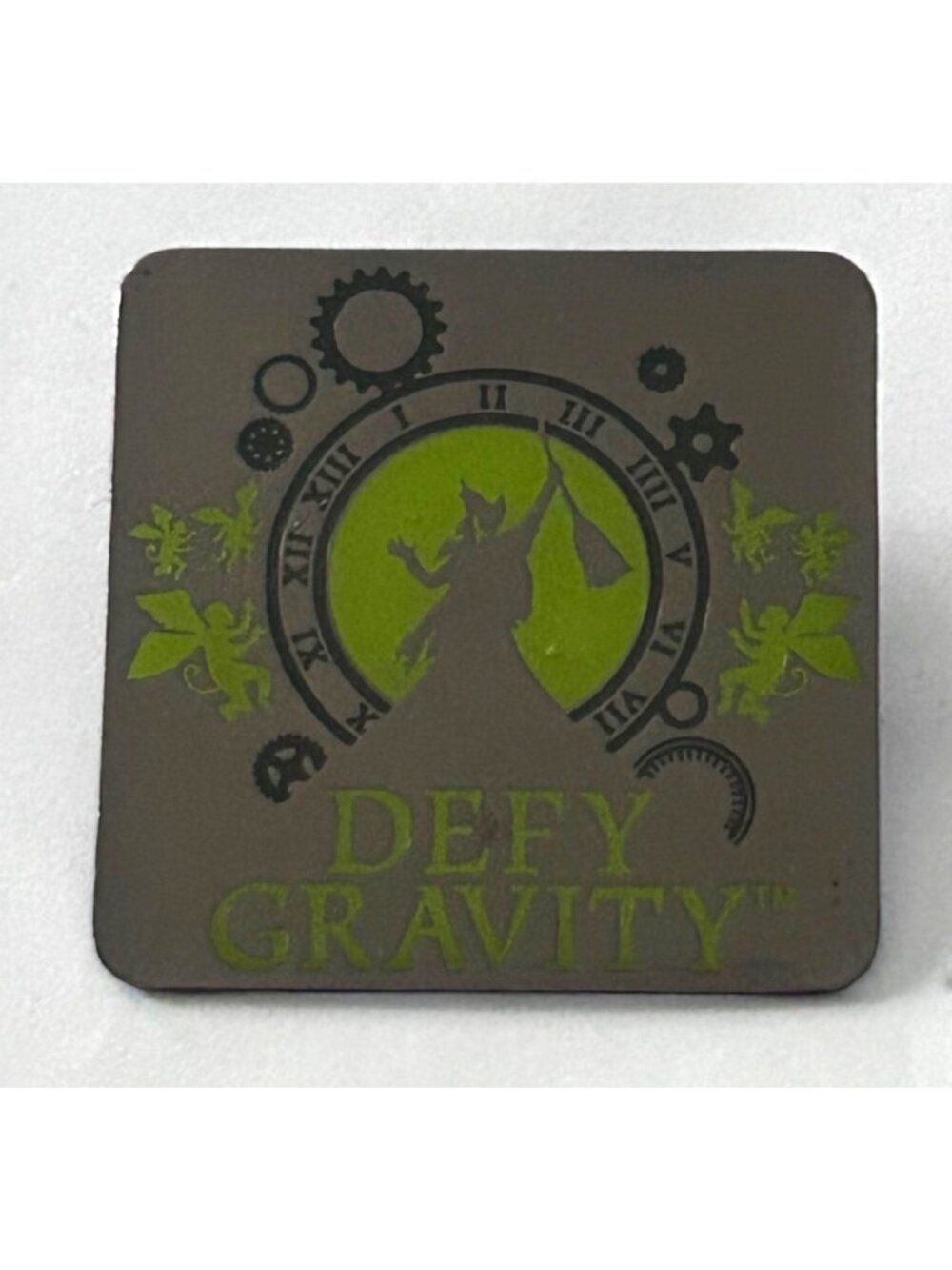 Wicked Defy Gravity Square Pin Green Flying Monkeys Clock Broadway Musical
